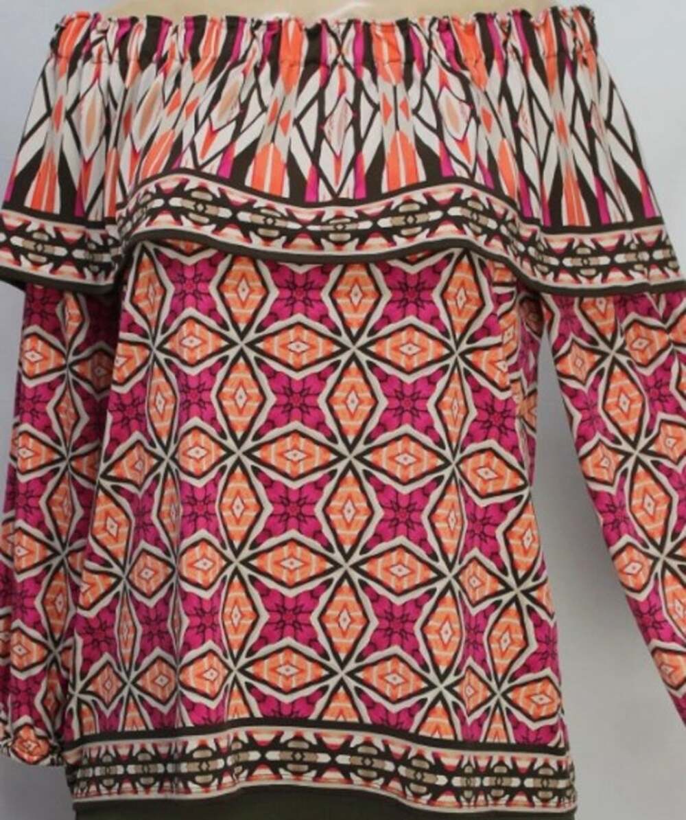 Chico's Ethnic Tempo Off-The-Shoulder Bohemian Top Size L